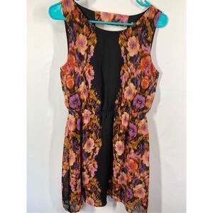 Paperdoll Women's Sleeveless Back Cutout Floral A-Line Dress Multicolor Medium